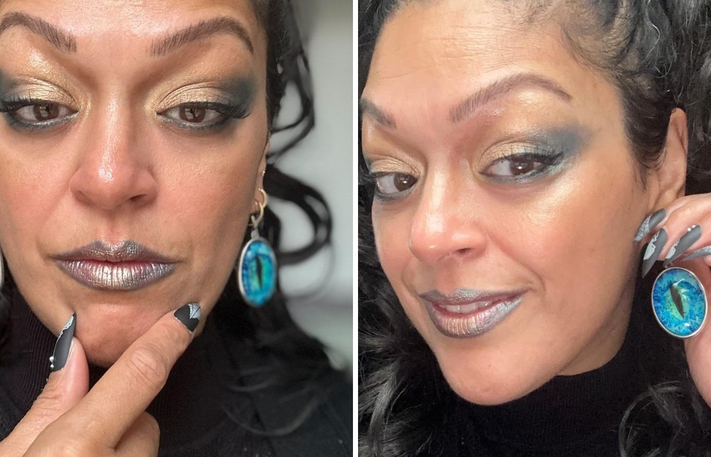 woman wearing colourful makeup