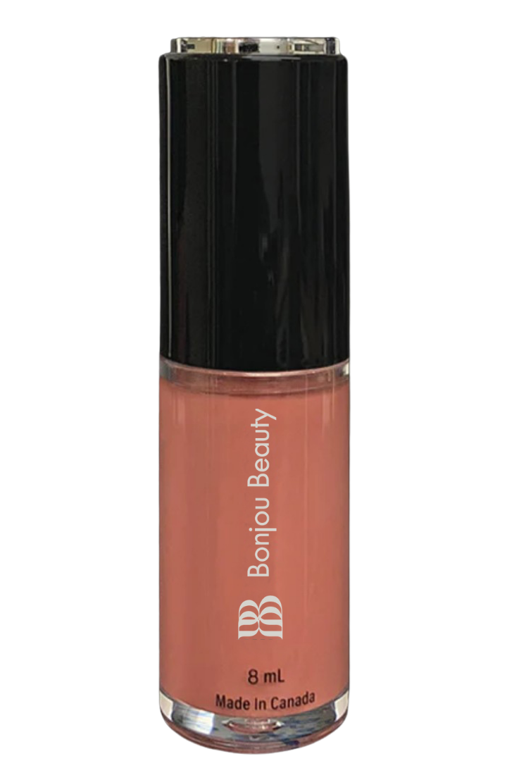 Overnight shade lip gloss bottle with black cap and Bonjou Beauty branding on a white background