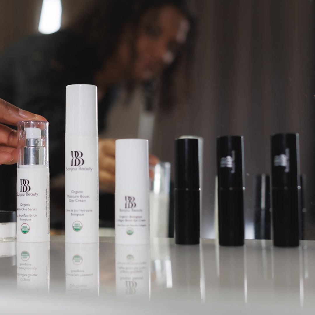 Displaying some skincare and makeup products