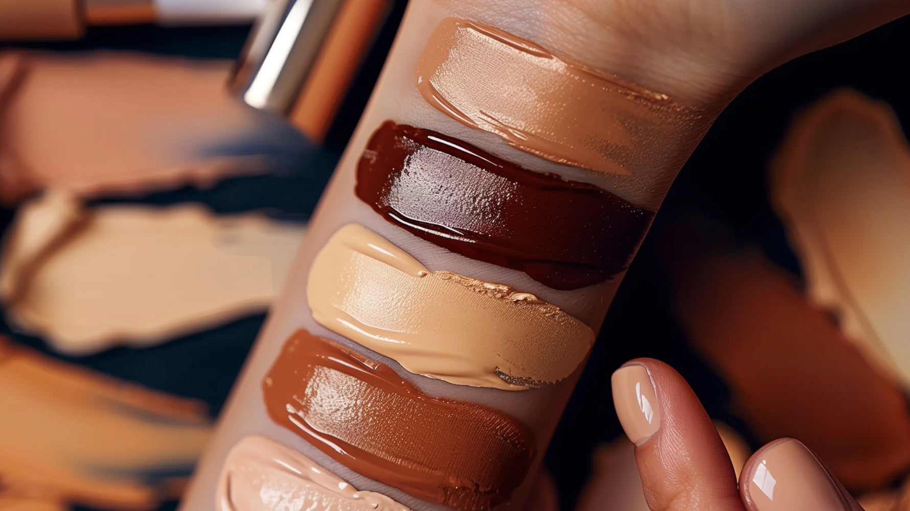Different foundation shades on an arm