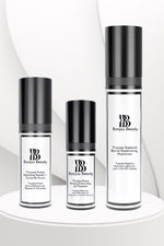 Set of 3 Tropique skincare products from Bonjuu Beauty on a white  table and light grey background