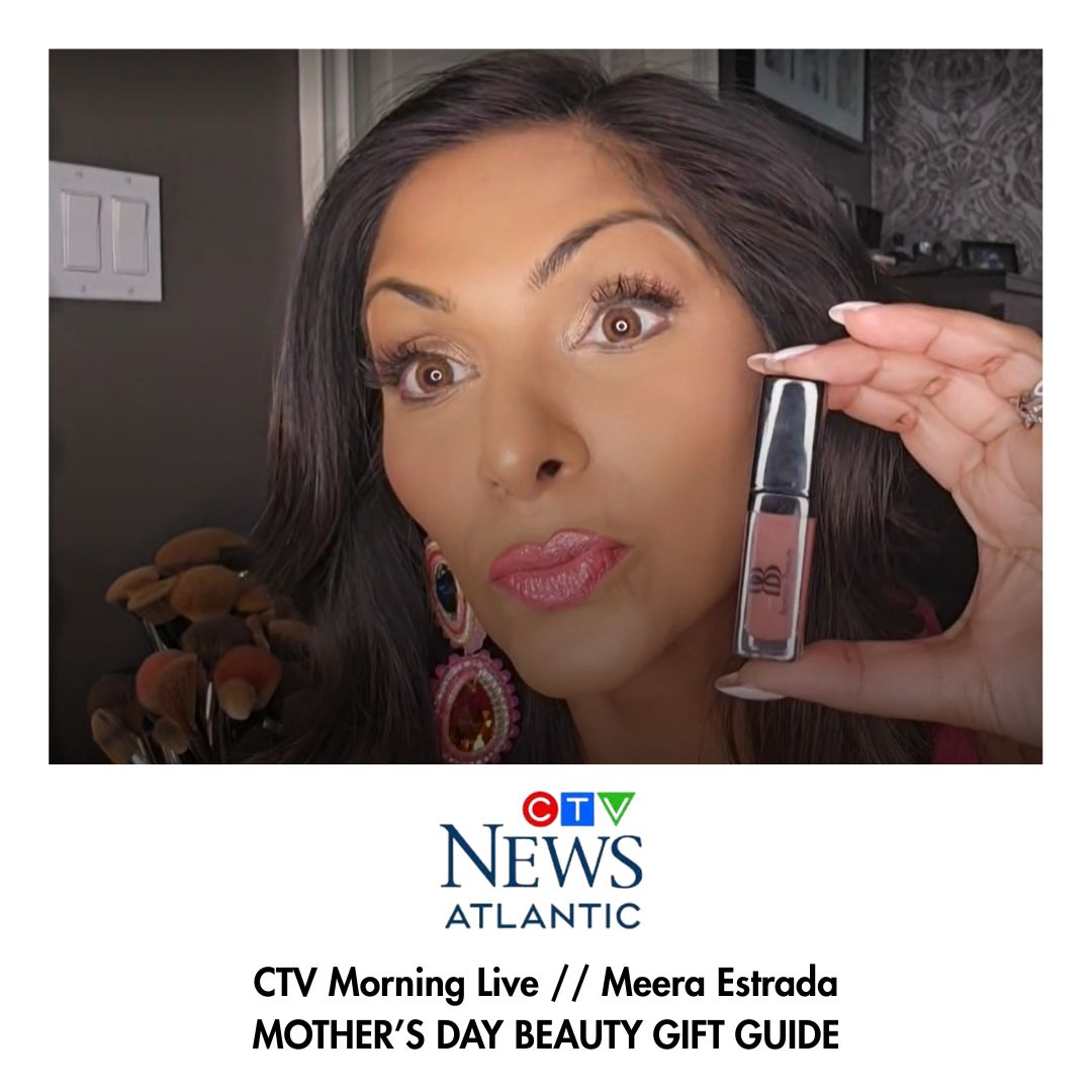 Beauty expert Meera Estrada with Bonjou Beauty lip gloss on CTV Morning Live Atlantic