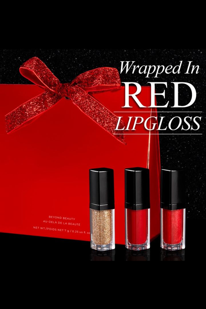 Mini Lip Gloss Trios wrapped in red bag